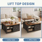 JIONJOY 31.5 Lift Top Coffee Table with Large Hidden Storage, Adjustable Shelves, Farmhouse Square Center Table for Living Room, Small Spaces