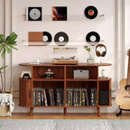 COZONY Aufbewahrungsschrank für 6 Flaschen mit Glashalter und offenen Regalen für Küche, Esszimmer und Wohnbereich