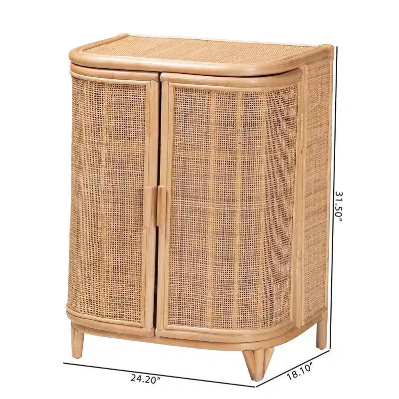 bali & pari Yanka natuurlijke rotan opbergkast, naturel: handgemaakt, 2 planken, bohemian design