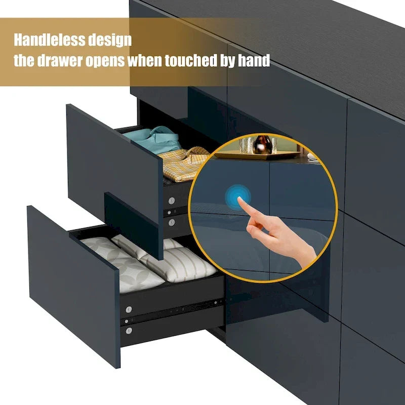 Cassettiera a 9 cassetti, mobile contenitore e organizzatore per camera da letto con luce