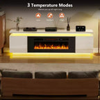 Skyzoo Electric Fireplace TV Stand for TVs up to 80 with LED Lights & 4 AC Power Outlets, TV console for Living Room