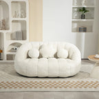 White 63.78  Chenille Upholstered Lounge Chair with High Density Foam