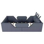 Whisen Twin Platform Bed, Kids Floor Upholstered Bed Frame with Rabbit Cushion, Removable Side Rails