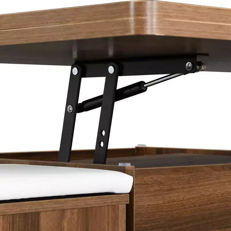 Multifunktionaler moderner Couchtisch mit Liftplatte, verborgenem Stauraum, 4 Hockern und Rollen – perfekt für moderne Wohnbereiche