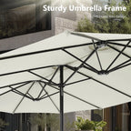 MAISON ARTS dubbele parasol voor terras, 15 ft, extra groot, tweepersoons, inclusief voet