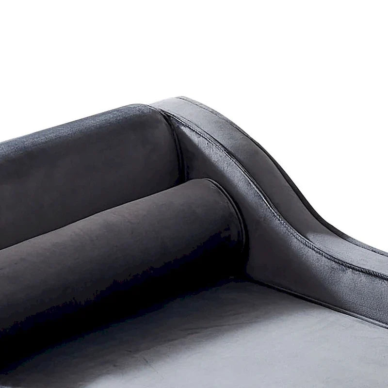Chaise longue elegante francese rivestita in velluto con contenitore e cuscino