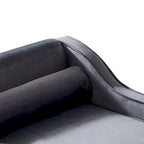 Chaise longue elegante francese rivestita in velluto con contenitore e cuscino