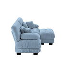 L Shaped Loveseat Sofa Chenille Sectional Couch with Lumbar Pillows