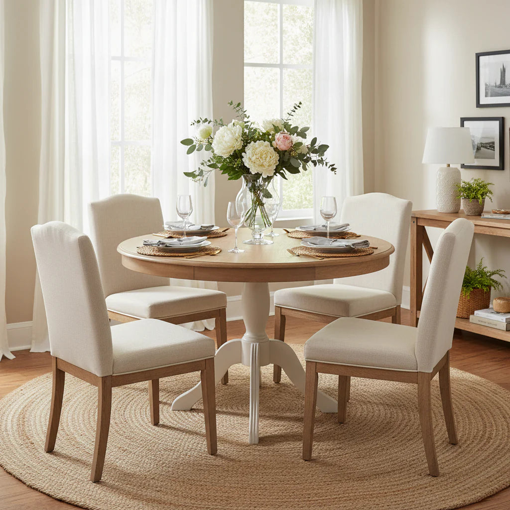Ronde tafel met massief houten voet