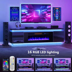 Skyzoo Electric Fireplace TV Stand for TVs up to 80 with LED Lights & 4 AC Power Outlets, TV console for Living Room