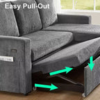 Dyonery 2 in 1 Pull Out Sleeper Sofa with Storage Chaise C Corduroy Sectional Couch with USB Ports for Living Room