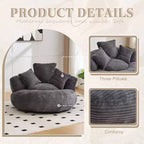 Sitzsack-Sofa für Erwachsene und Kinder, übergroßer Cord-Sitzsack mit 3 Kissen und Armlehne für Wohnzimmer oder Schlafzimmer