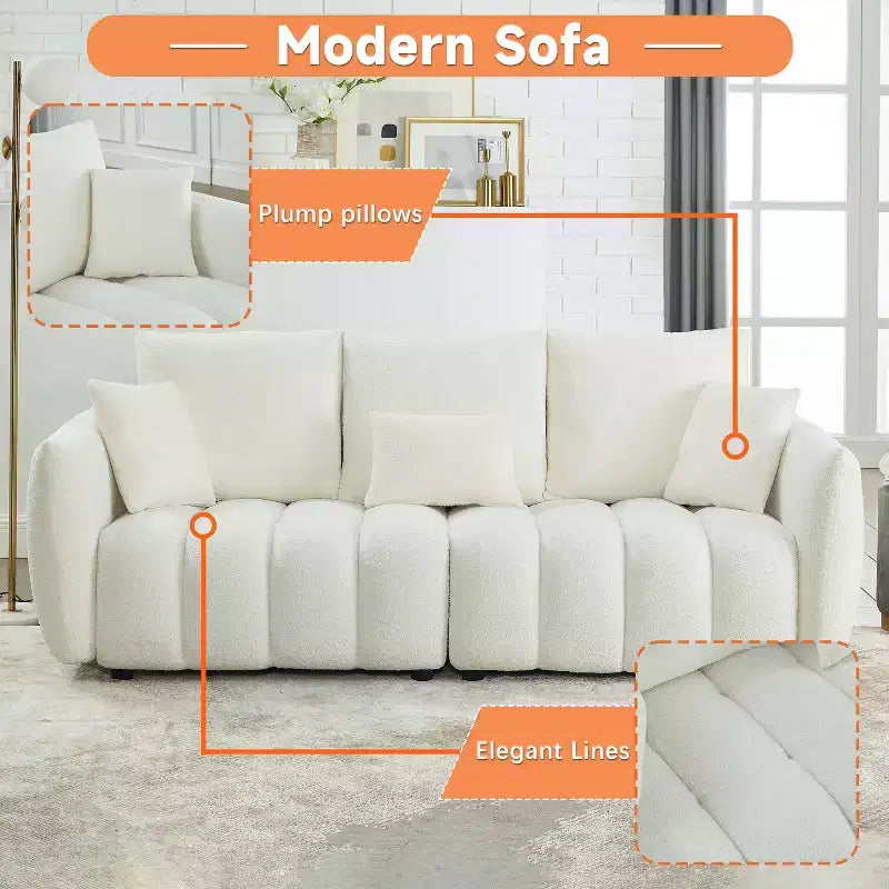 Sufan modern GDFStudio Alanna 79.5 miksi b’drapp Teddy għal 3 persuni b’imħaded