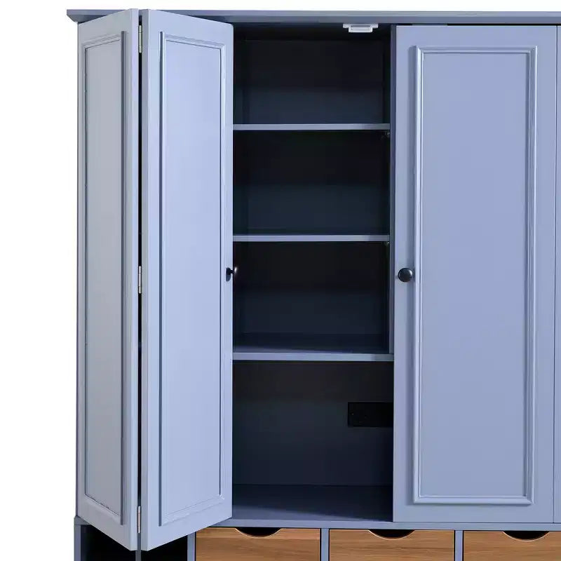 Dispensa da cucina indipendente Whisen alta 71", grande armadietto per riporre stoviglie con 4 ante pieghevoli, ripiani, portabottiglie