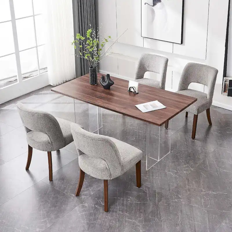 Set di 4 sedie da pranzo rivestite in tessuto
