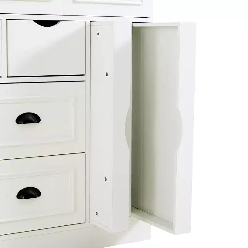Dispensa da cucina indipendente Whisen alta 71", grande armadietto per riporre stoviglie con 4 ante pieghevoli, ripiani, portabottiglie