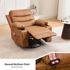 Poltrona reclinabile a dondolo girevole a 360° oversize con massaggio e calore - sedia lounge ergonomica con portabicchieri e tasche laterali per soggiorno e cameretta