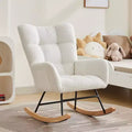 Schommelstoel voor de babykamer, zweefschommelstoel voor borstvoeding, comfortabele accentstoel voor de slaapkamer, zachte teddyfauteuil voor binnen