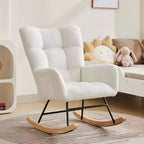 Schommelstoel voor de babykamer, zweefschommelstoel voor borstvoeding, comfortabele accentstoel voor de slaapkamer, zachte teddyfauteuil voor binnen