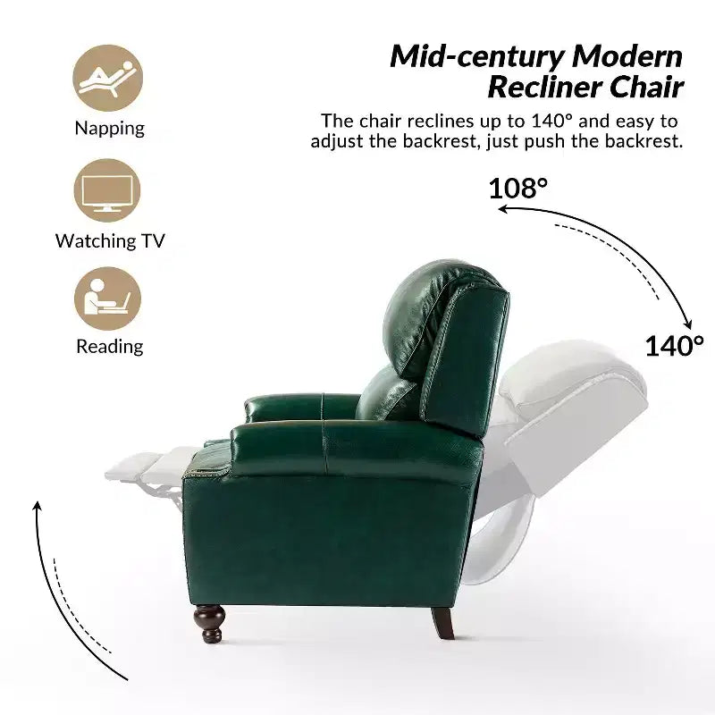Set van 2 moderne Elisabete-fauteuils met hoge rugleuning van echt leer en vintage spijkerkopafwerking voor woonkamer en slaapkamer| ART OF LIVING DESIGNS