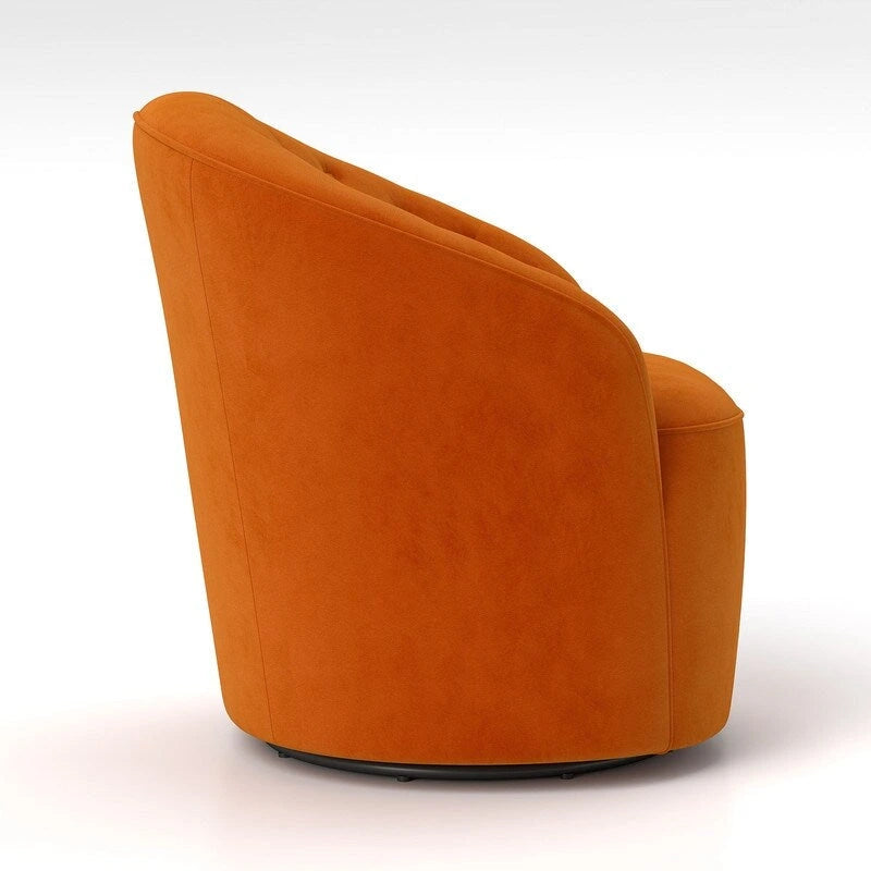 SEYNAR Modern Velvet Upholstered 360 Degree Swivel Barrel Chair with Button Tufted Back Set of 2