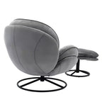Okak fluwelen fauteuil met voetenbankje, moderne armloze woonkamerstoel in mid-centurystijl, zachte comfortabele stoel om tv te kijken en te gamen