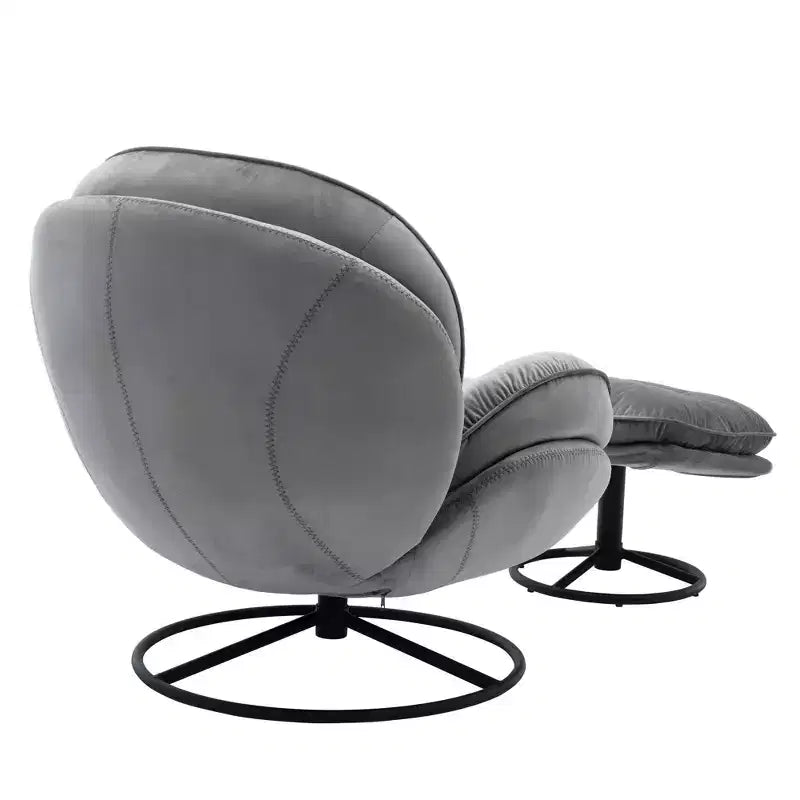 Okak fluwelen fauteuil met voetenbankje, moderne armloze woonkamerstoel in mid-centurystijl, zachte comfortabele stoel om tv te kijken en te gamen
