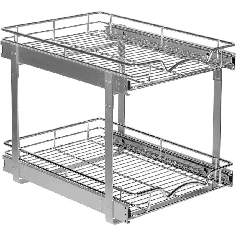 Organizzatore estraibile per mobili a 2 livelli in metallo resistente con garanzia limitata a vita - Finitura cromata antiruggine