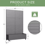 MAYEERTY plantenbak met trellis, ijzergrijs, lamellen, klassieke stijl, 72x35x16 inch, set van 3