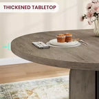 47-63 Extendable Round Dining Table for 4-8, Farmhouse Wood Expandable Kitchen Table with Metal Frame, Oval Space Saving for Apartment, Retro Gray
