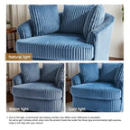 Extra grote 43 W pluche corduroy draaifauteuil met verzonken armleuningen en kuipvorm