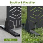 3-Panel Room Divider Screen with Geometric Pattern – Black Galvanized Steel