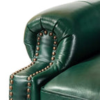Set van 2 moderne Elisabete-fauteuils met hoge rugleuning van echt leer en vintage spijkerkopafwerking voor woonkamer en slaapkamer| ART OF LIVING DESIGNS