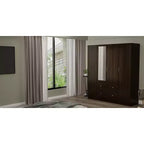Hitow Kleiderschrank mit 2 großen Schubladen, mittlerem Hängeregal und Spiegel im minimalistischen Stil