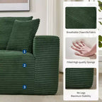 108 modernes Sofa, 3-Sitzer-Sofa in L-Form mit Polsterbezug und Kissen, Sofa mit tiefer Sitzfläche, keine Montage erforderlich