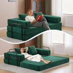 Convertible Floor Sofa Bed with Pillow Back Chenille Fabric for Living Room Bedroom