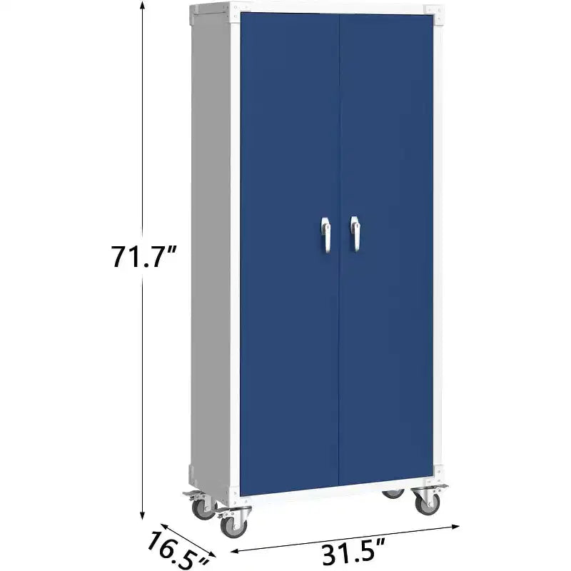 Armadio contenitore in acciaio da 71 pollici con ante con serratura e 4 ripiani regolabili, armadietto in metallo resistente per posto auto coperto/ufficio/dispensa, design antiruggine