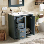 Vanity tal-kamra tal-banju b’sink wieħed ta’ 30 u kabinett b’3 kxaxen - Iswed / Blu / Aħdar / Indigo / Abjad