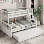 Gymax Etagenbett Twin über Full mit ausziehbarem Twin-Bett, umwandelbare Plattform
