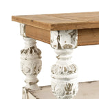 Rechthoekige salontafel van antiek witgewassen hout