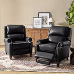 Set van 2 moderne Elisabete-fauteuils met hoge rugleuning van echt leer en vintage spijkerkopafwerking voor woonkamer en slaapkamer| ART OF LIVING DESIGNS