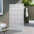MAYEERTY 72x47 inch wit privacy-scherm voor buiten, 6-delige set met natuurlijk inklapbaar kamerscherm voor achtertuin en tuin
