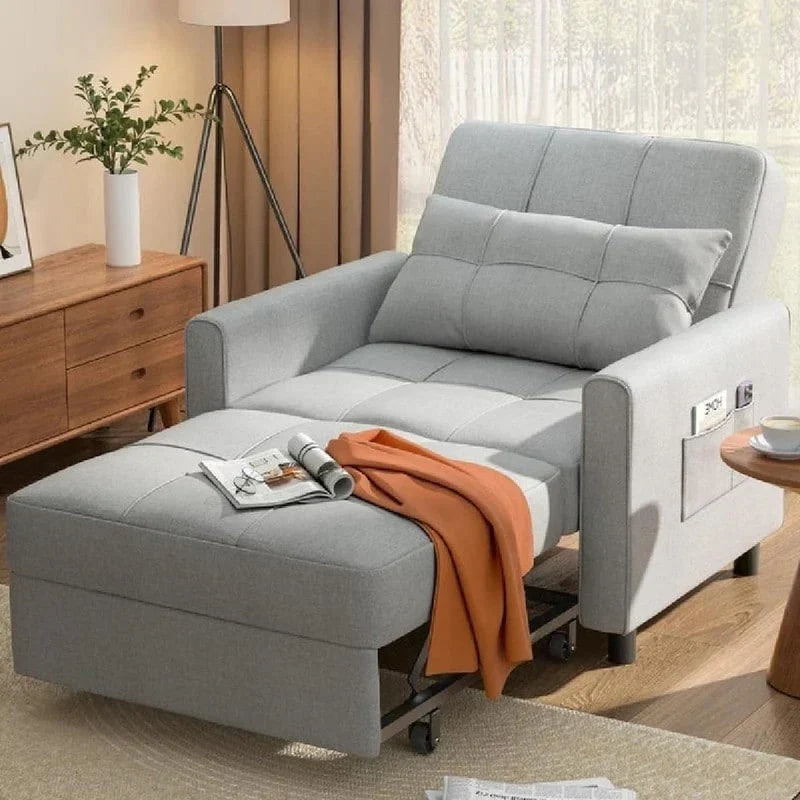 3-in-1-Schlafsofa mit verstellbarer Rückenlehne, ausziehbarer Sessel, umwandelbares Klappbett fürs Wohnzimmer