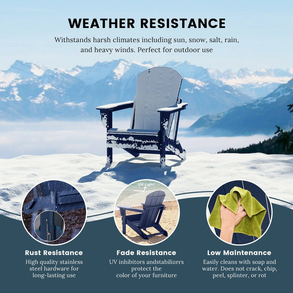 Polytrends Laguna Adirondack stolica za vanjsku terasu, otporna na izbljeđivanje i sve vremenske uvjete, sklopiva