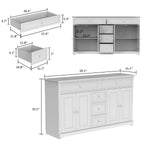 59,1' Sideboard-Buffet in Weiß, Mid-Century-Modern, zeitgemäß lackiert