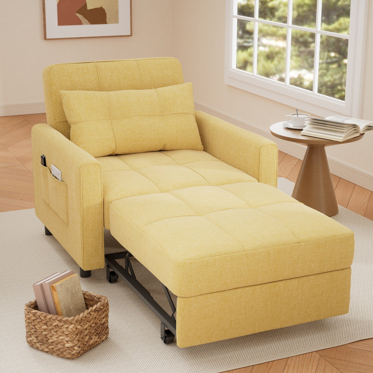 3-in-1-Schlafsofa mit verstellbarer Rückenlehne, ausziehbarer Sessel, umwandelbares Klappbett fürs Wohnzimmer