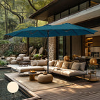 MAISON ARTS dubbele parasol voor terras, 15 ft, extra groot, tweepersoons, inclusief voet