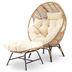 Sedia a uovo da interno FINCATI, sedia a uovo da esterno da 440 libbre, sedia a uovo oversize con pouf, sedia a uovo di lusso e confortevole con poggiapiedi