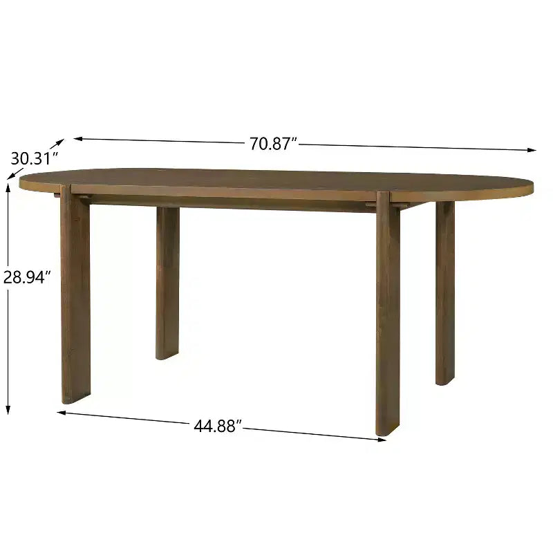 7-delige ovale eetkamertafelset voor 6 personen, grote familiekeukentafel van 71 inch met 6 gevoerde eetkamerstoelen, walnoot - Christopher Knight Home