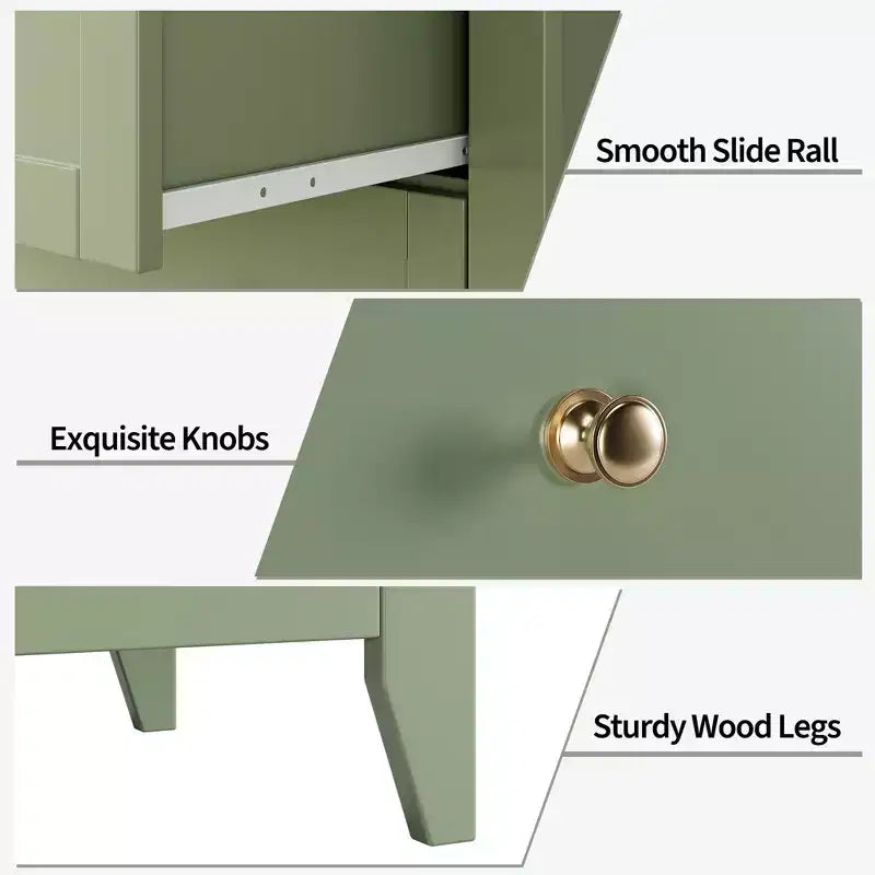 Hoge ladekast van 42,5 inch met 5 laden voor de slaapkamer, houten opbergkast met laden van 11,9 inch diep en gouden metalen knoppen, ideaal voor hal of entree